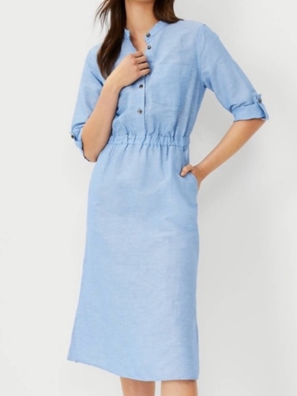 Ann Taylor linen/cotton shirtdress size 10petite